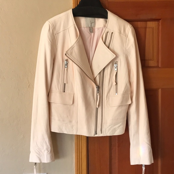 JOIE Vivianette Pink Genuine Lamb Leather Jacket - Picture 4 of 11